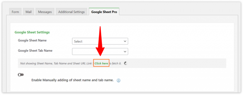 Click here to Fetch sheets cf7 Plugin Settings