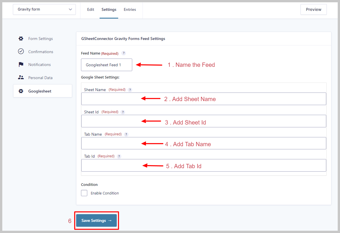 Configuration with Google Sheet Gravity Forms GSheetConnector 1 1 Google Sheet Tab Configuration