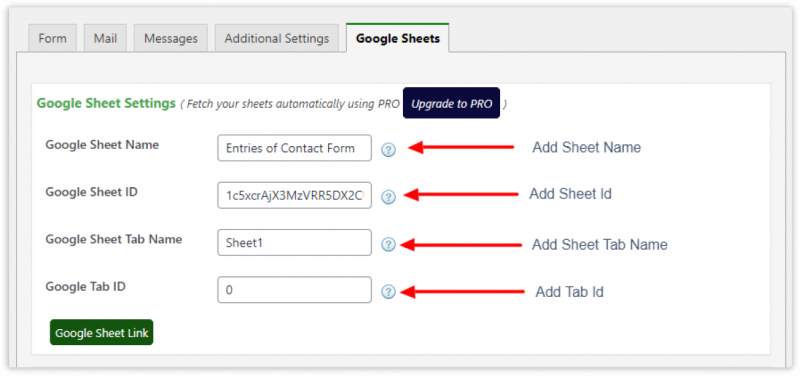 Manually adding Sheet Name Tab Name CF7 How to Connect a Google Sheet with CF7 Forms?