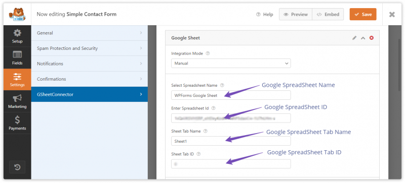 WPForms free configuration 1 How to Connect a Google Sheet with WPForms?