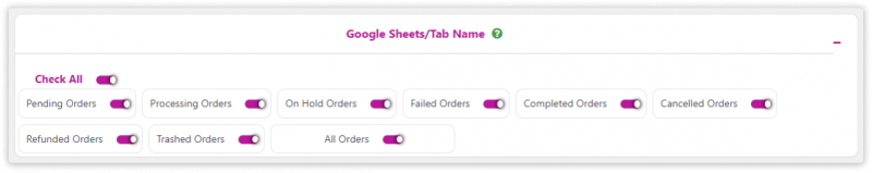Google Sheets Tab Setting WC GSheetConnector PRO Plugin Settings
