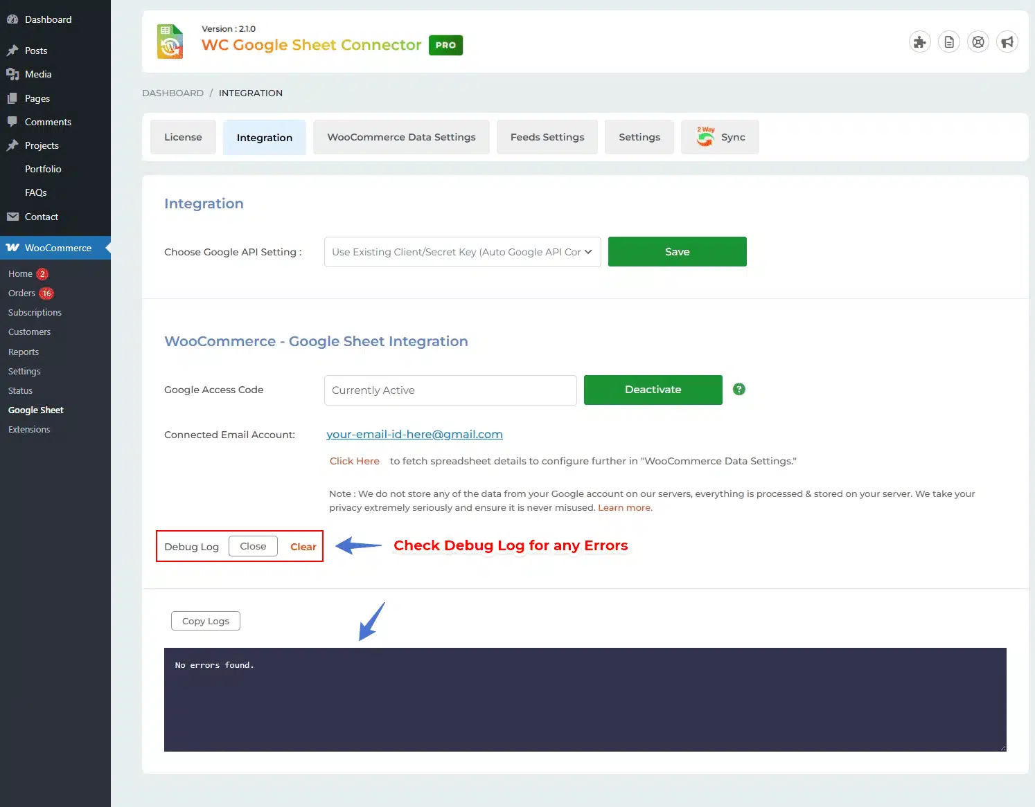 WooCommerce Google Sheet Connector Sign in with Google