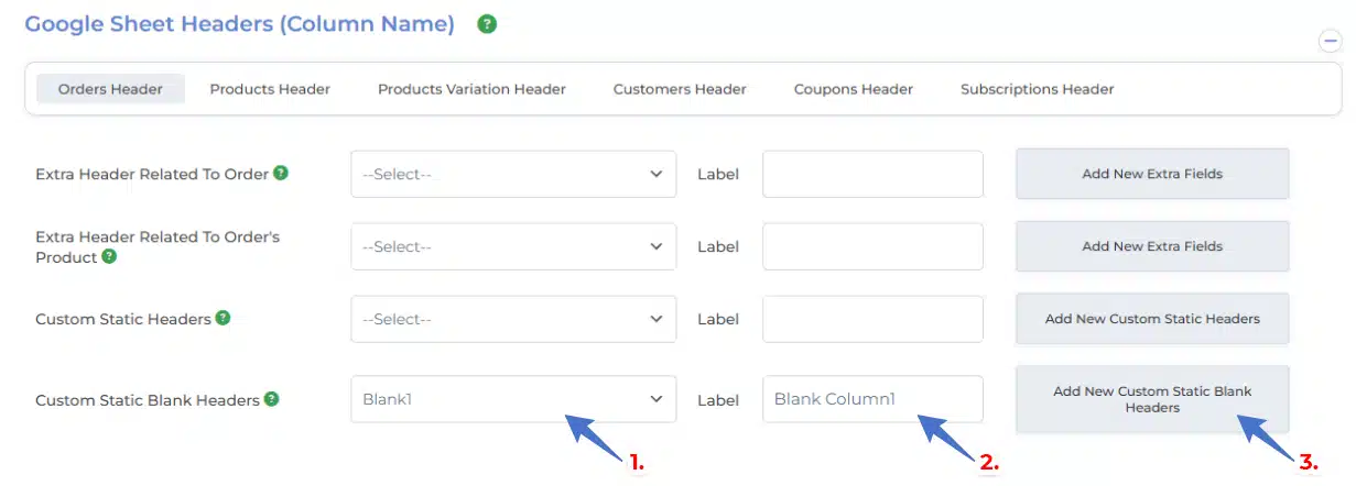 WooCommerce Google Sheets Integration Settings
