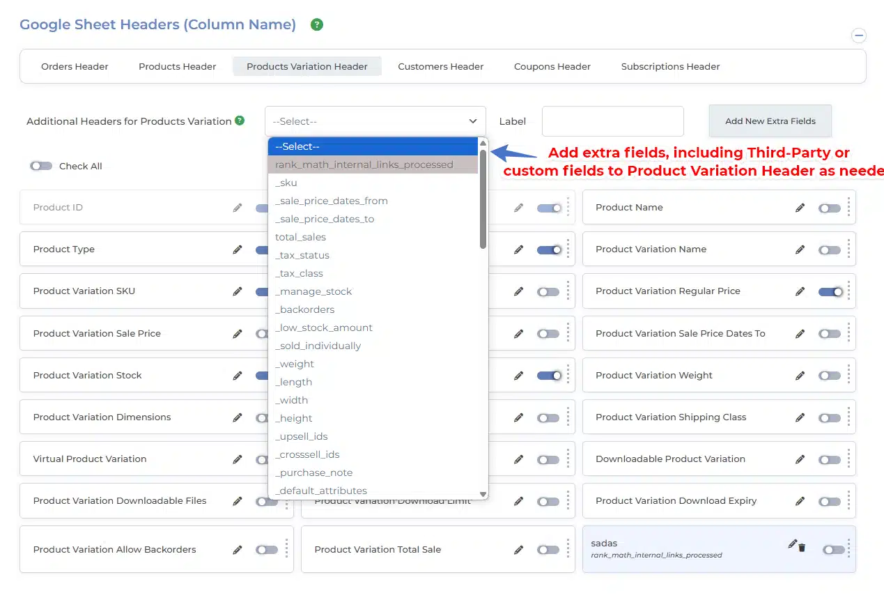 WooCommerce Google Sheets Integration Settings