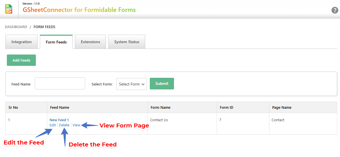 Added the form Feed